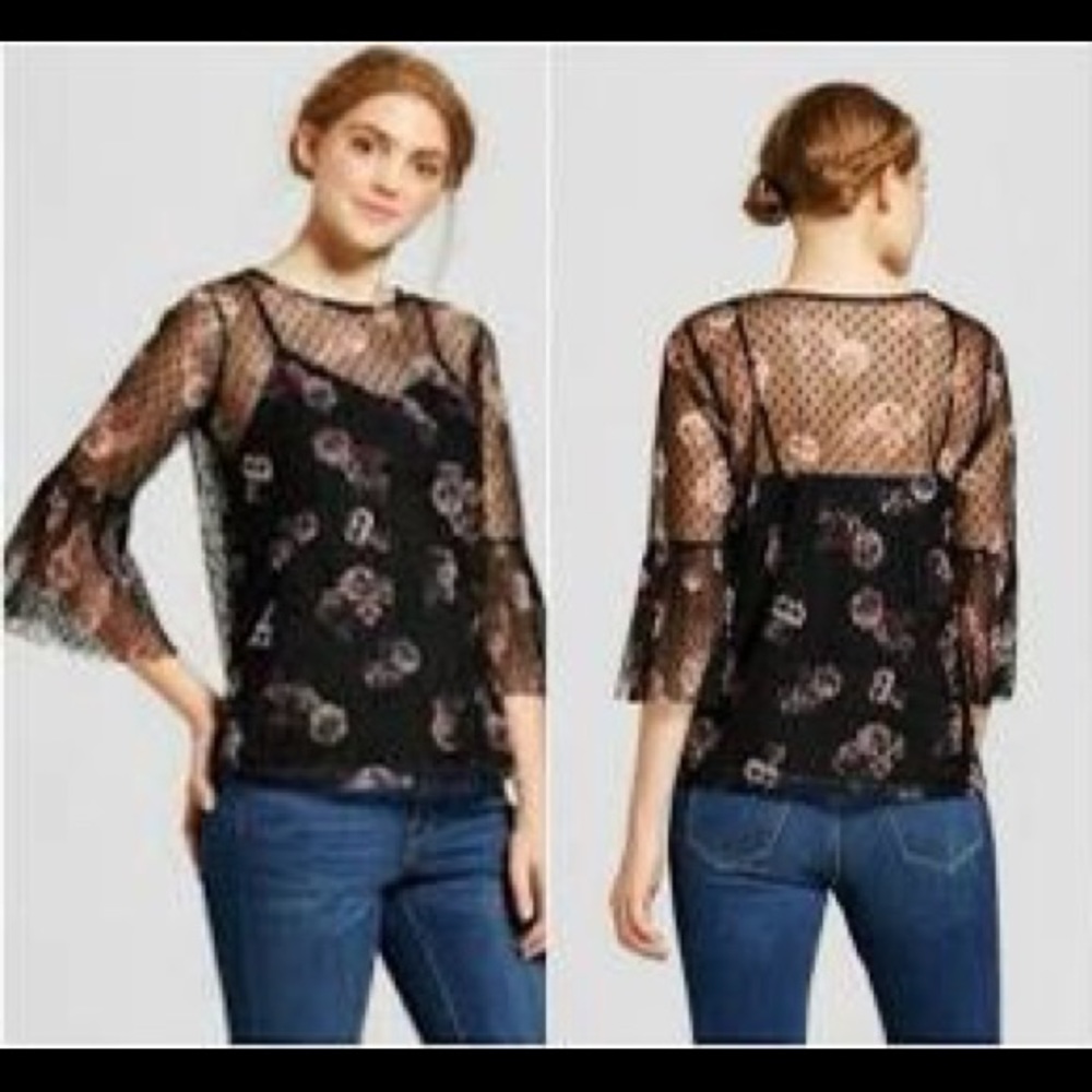 Cute Sheer Floral Top L